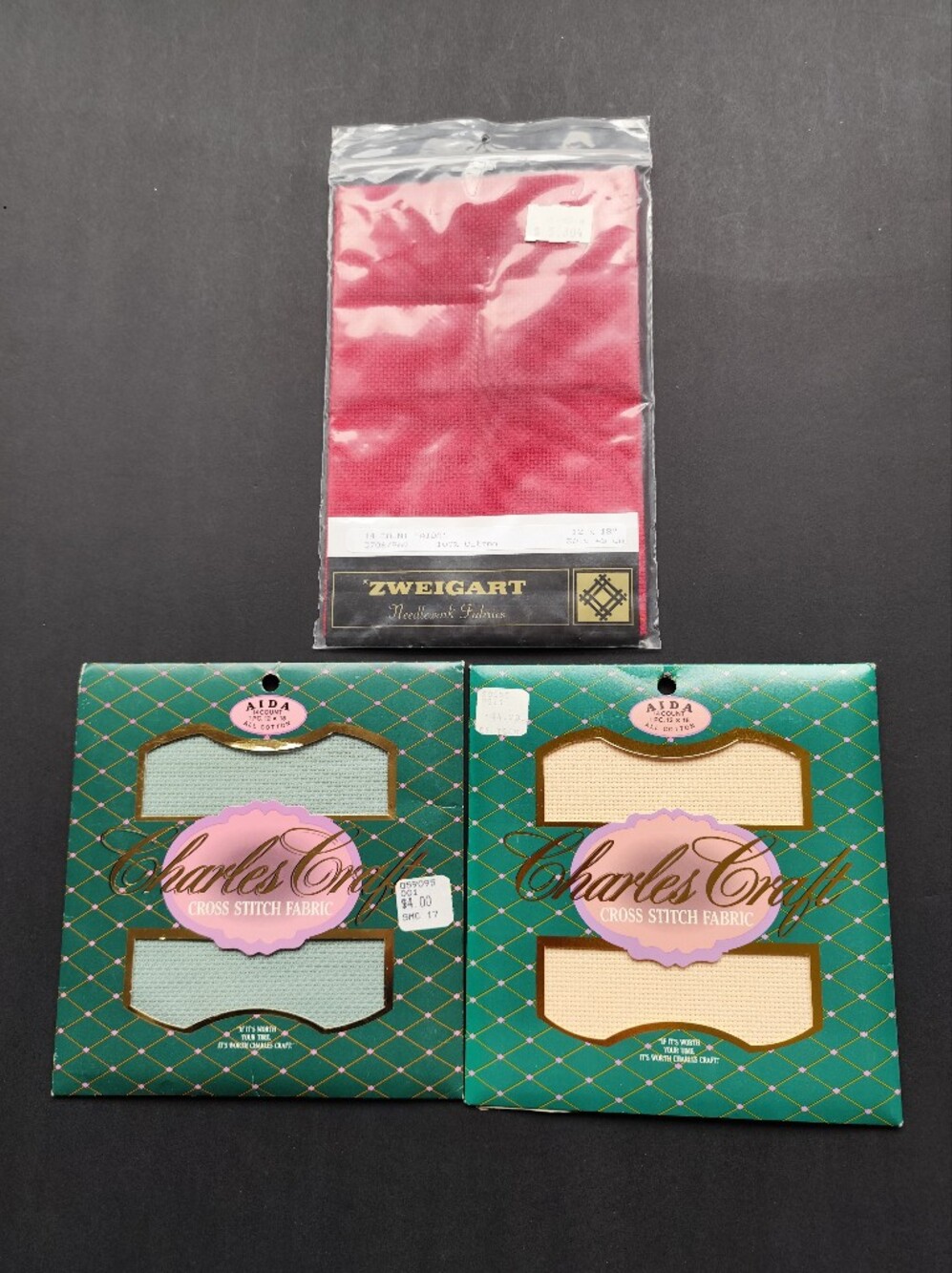 Cross-stitch fabrics lot Charles Craft and Zweigart